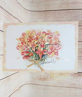 Листівка подвійна з сухоцвітом 14х21 см