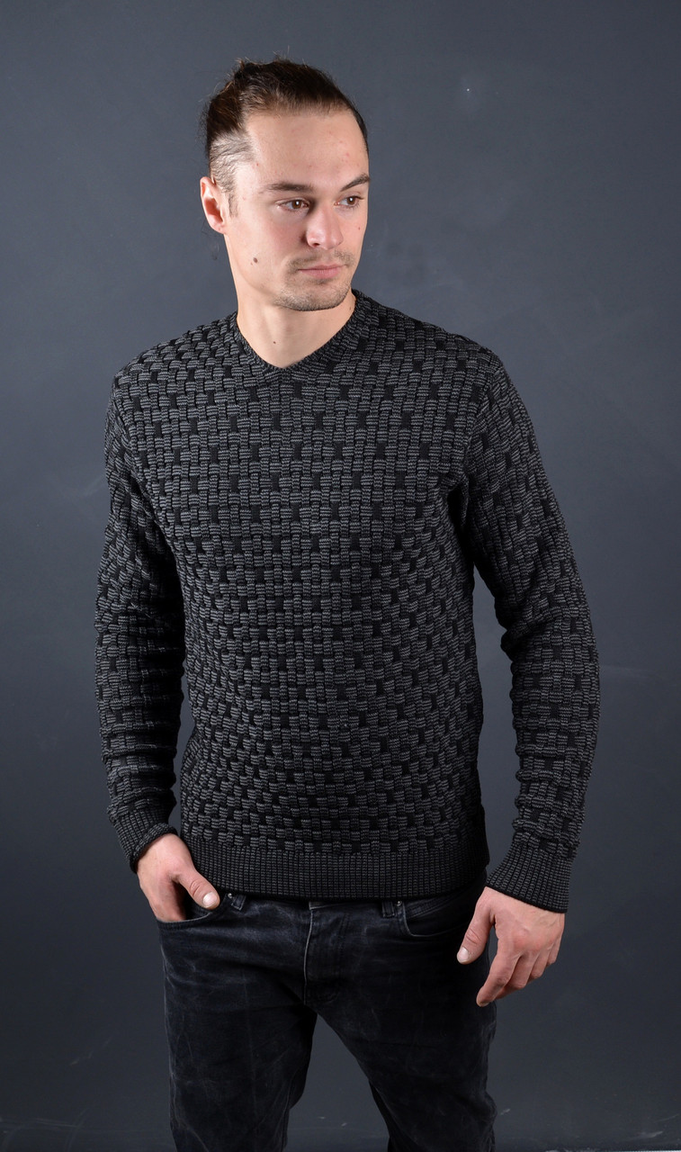 Чоловічий светр темно-сірий Туреччина M 56176, фото 1