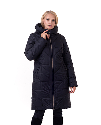 Жіночий зимовий пуховик великих розмірів без хутра 48-60 чорний