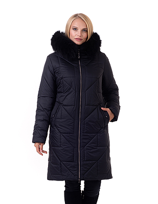 Пуховик жіночий зима великих розмірів 48-60 чорний песець