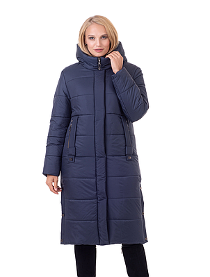 Жіночий зимовий пуховик без хутра 46-58 синій