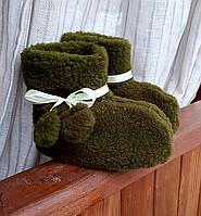 Чуні хутряні зеленого кольору (28-35) 30/31