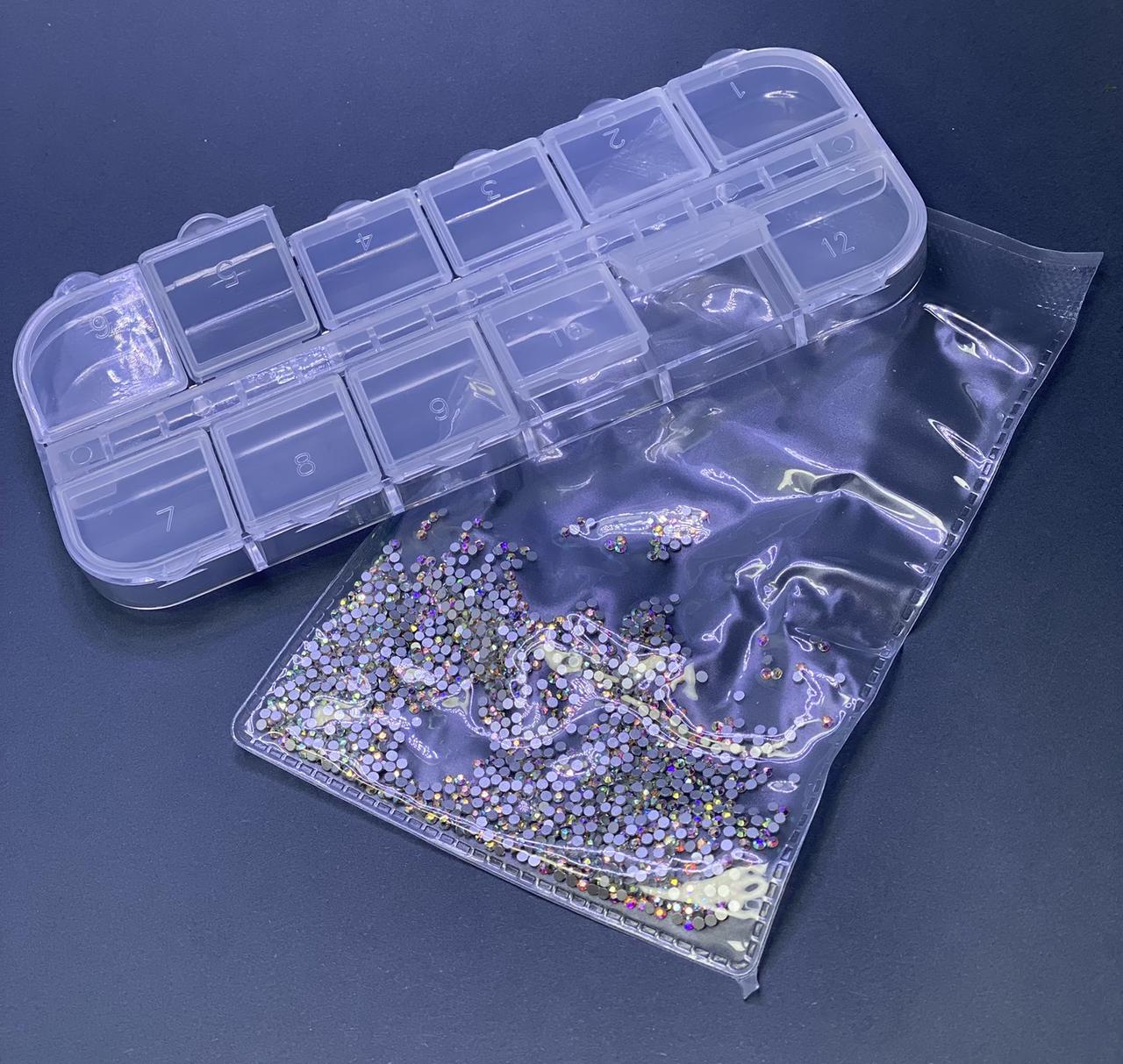 Камені стрази для дизайну нігтів + контейнер для декору