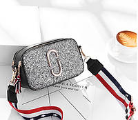 Маленькая женская сумочка с блестками Серебро "Lv"