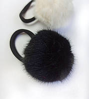 Резинка для волос Меховый пумпон Черный 5 см Цена за 1 шт р000151