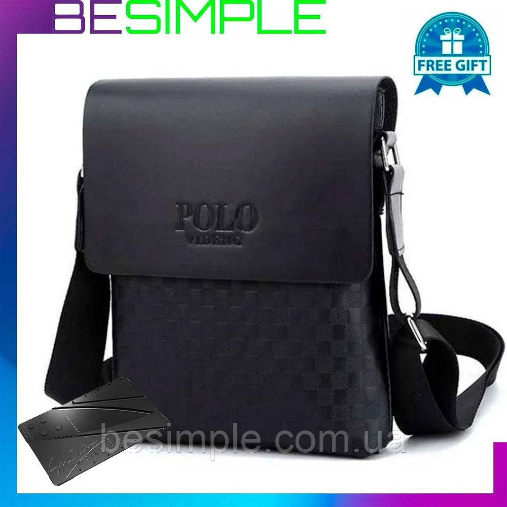 Качественный мужской портфель 25х21х7 см Polo Videng Paris + Подарок Нож-кредитка / Сумка через плече - фото 1 - id-p1210143368