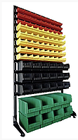 Стелаж для метизів із шухлядами боксами контейнерами лотками