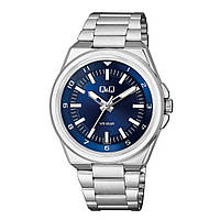 Чоловічий годинник Q&Q QZ68J212Y Silver-Dark Blue