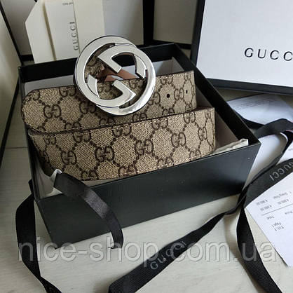 Ремінь Gucci шкіряний 3,8 см в коробці, фото 5