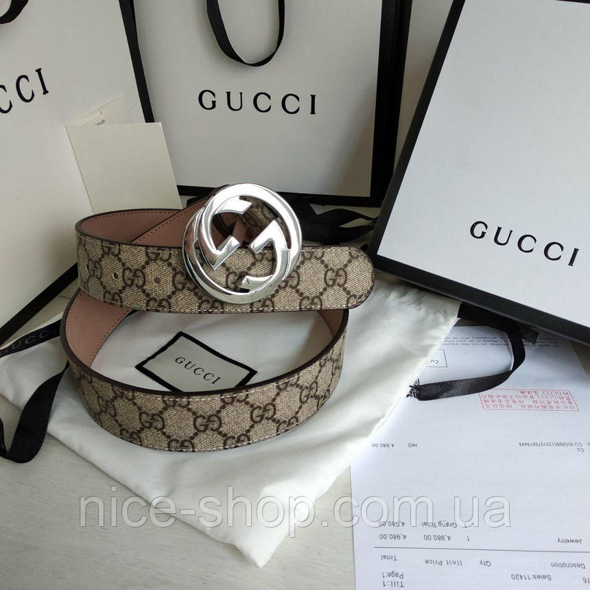 Ремінь Gucci шкіряний 3,8 см в коробці, фото 1