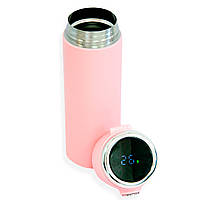 Термочашка для кофе Vacuum cup на 420 мл, Розовая кружка термос с индикатором температуры - термокружка (GK)