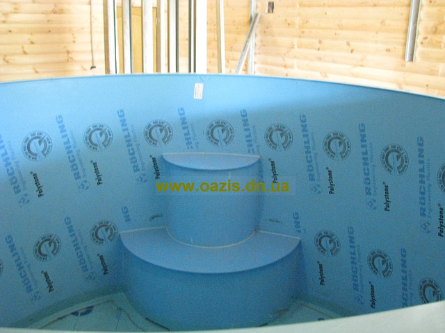 Купель-бассейн полипропиленовый зашитый дубом 2,5м - фото 1 - id-p18845543