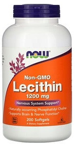 Соевый лецитин Now Foods - Non-GMO Lecithin 1200 мг (200 капсул)