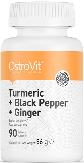 Комплексна підтримка організму OstroVit - Turmeric + Black Pepper + Ginger (90 таблеток)