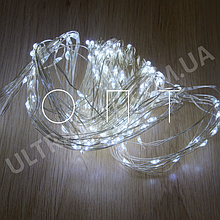 [ОПТОМ 10шт] 10м 100LED +USB Гірлянда Світлодіодна Нитка Холодна Біла на Батарейках Капля Роси ОПТ