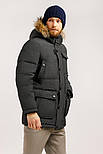 Чоловічий пуховик з натуральним хутром Finn Flare W19-42012-202 темно-сірий L, фото 3