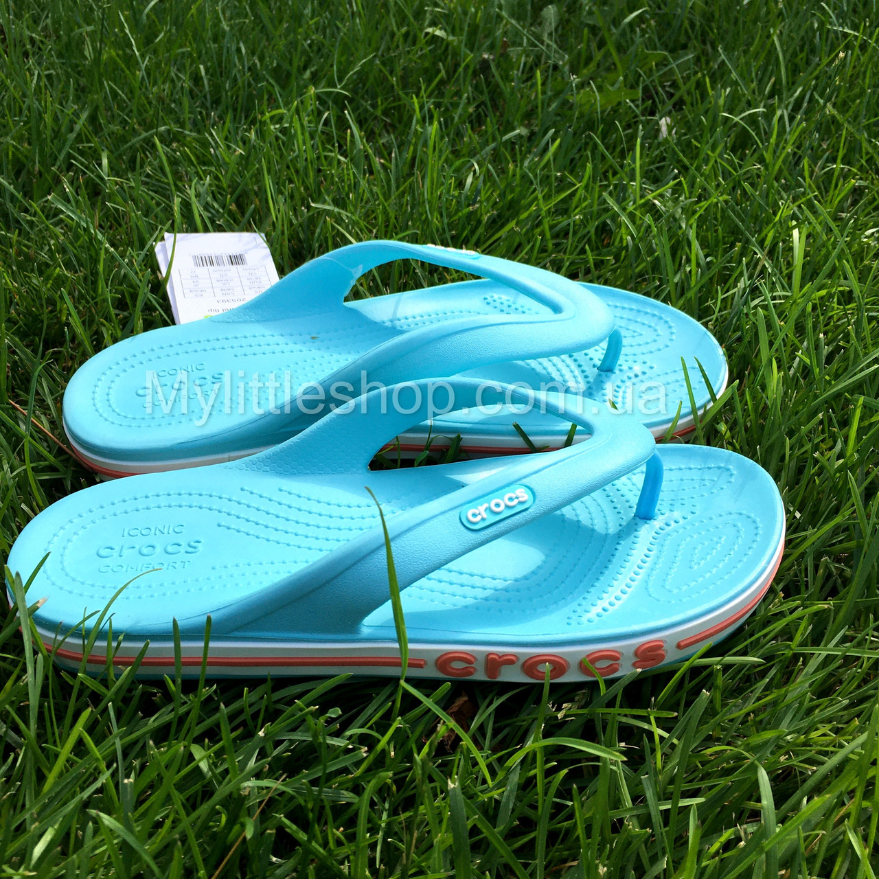 Тапочки Crocs Bayaband Flip 45 р 29.2-29.7 см Блакитні 205393-4JF-M12/W14 Ice Blue/Melon