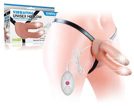 Страпон порожнистий з вібрацією для подвійного проникнення Vibrating Unisex Hollow Strap On 6"