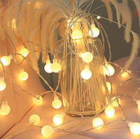 Гірлянда Матові Кульки от 6.0метров. от 40led. колір Теплий білий