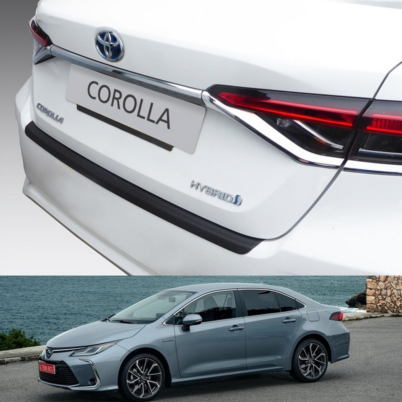 Пластикова захисна накладка на задній бампер для Toyota Corolla 4dr sedan 4.2019+