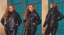 Демісезонна стильна чорна стьобана жіноча куртка батал (р.50-52). Арт-10125н