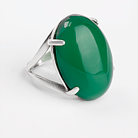 Агат зелений срібне кільце, 25*18 мм, 1983КА