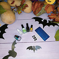 Набор для стемпинга Halloween (Хэллоуин) с чёрным гель-лаком