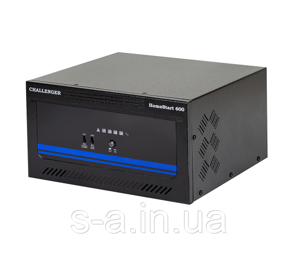 ДБЖ з правильною синусойдой Challenger HomeStart 600 (480W), 12V під зовнішній акумулятор, струм заряду 10А/20А