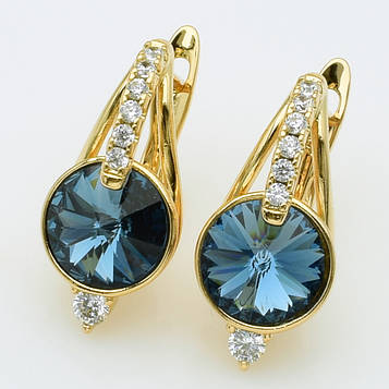 XUPING Сережки Позолота 18к Камені Swarovski, Висота 2.1см, Ширина 1см