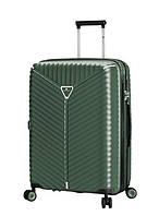Дорожный большой полипропиленовый чемодан Snowball 05103 на 4 двойных колесах зеленый