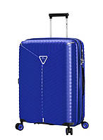 Дорожный большой полипропиленовый чемодан Snowball 05103 на 4 двойных колесах синий