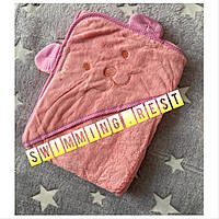 Куточок рушник для купання дитячий мікрофібра 90*90 см Рожевий