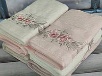 Трикотажные полотенца, банные, размер 70 х 140 см, Pupilla Eva rose, упаковка 6 штук, Турция