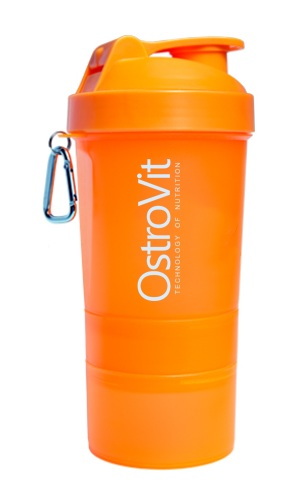Шейкер Ostrovit Neon 400 мл + 2 контейнера помаранчевий/orange