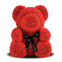 Лучший подарок: мишка из искусственных 3D роз 25 см. UV-170 Цвет: красный (WS)