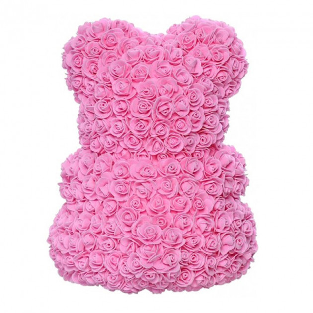 Лучший подарок: мишка из искусственных 3D роз 25 см. KH-710 Цвет: розовый (WS) - фото 6 - id-p1494150614