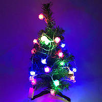 Гірлянда квіточки різнобарвні, провід прозорий, 3м