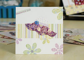 Дизайнерська подвійна листівка з аплікацією 16х16 см