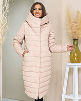 Куртка кокон зимова стьобана арт. 180 плащівка Мадонна колір молочний/ молоко/світлий беж