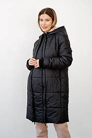 М'яка легка дуже тепла куртка для вагітних подовжена чорна зимова до -35 °C, 5343274-Ч