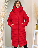 Куртка кокон зимняя стеганная арт. 180 плащевка Мадонна цвет красный / красная / красного цвета
