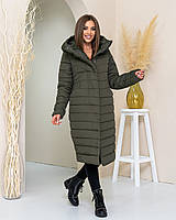 Куртка пальто кокон зимова стьобаний арт. 180 плащівка Мадонна / Хакі / Темно зелений