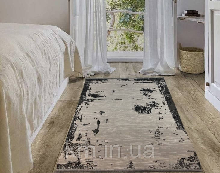 НЕОКЛАСИЧНИЙ КИЛИМ PETRA LUX 60А СІРИЙ З КРЕМОВИМ