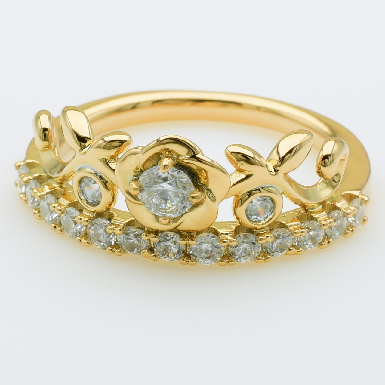 XUPING Кільце Позолота 18к з білими цирконами, Висота 1см, Розмір 18, фото 1