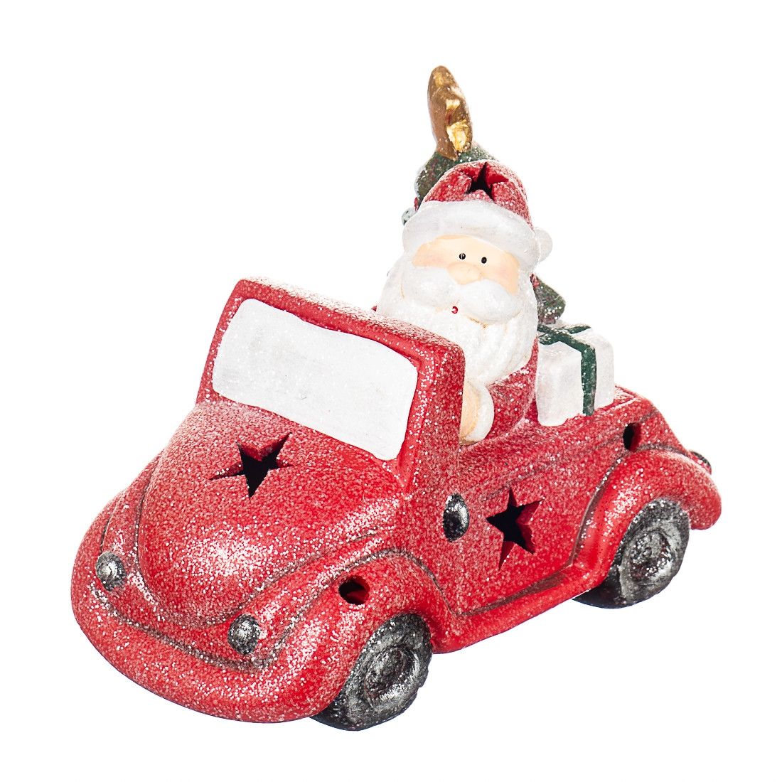 Керамічна фігурка з підсвіткою Санта на машині 18х21х11 см 1024ND