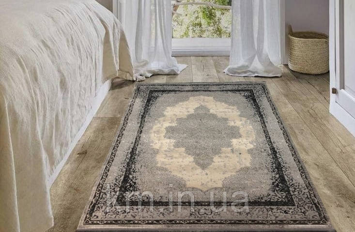 НЕОКЛАСИЧНИЙ КИЛИМ PETRA LUX 51 СІРИЙ З КРЕМОВИМ