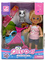 Кукла маленькая 899-19 с коляской и собачками