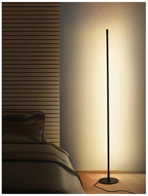 Сучасний тонкий підлоговий кутовий торшер світильник Simple lighting з регульованою яскравістю 2700 K, чорний