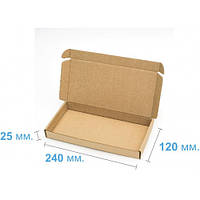 Коробка картонная самосборная плоская 240 х 120 х 25 бурая микрогофрокартон, коробка книжка