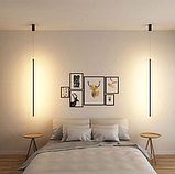 Підвісний приліжковий світлодіодний LED світильник для спальні над тумбочкою 3500 К, чорний мінімалістичний, фото 7
